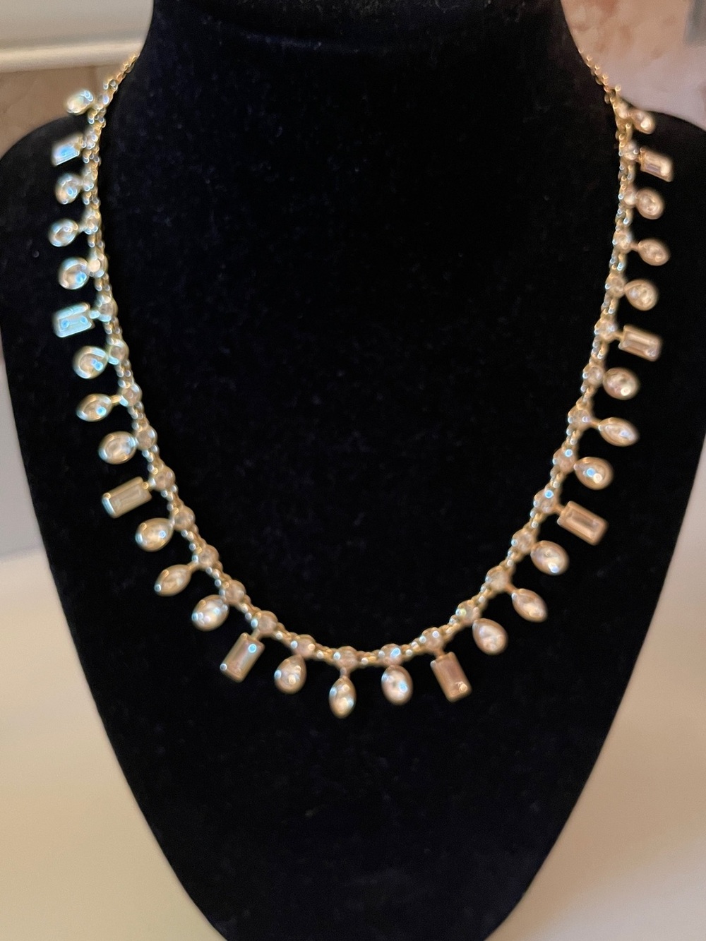 Banana Republic Gold Tone Necklace with Rhinestone Teardrops